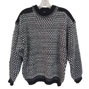 Vintage Chunky Knit Men's‎ Sweater Textured Pattern Suede-Like Shoulder Panels